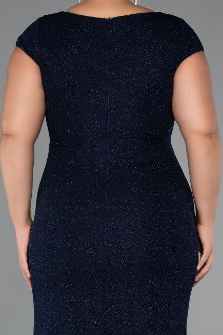 Long Navy Blue Formal Plus Size Dress ABU5317