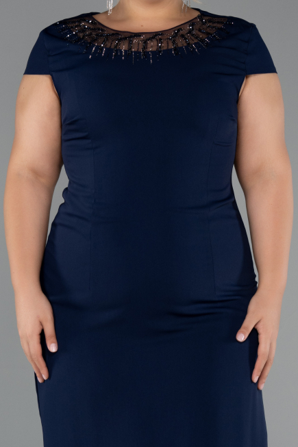 Midi Navy Blue Plus Size Cocktail Dress ABK2445