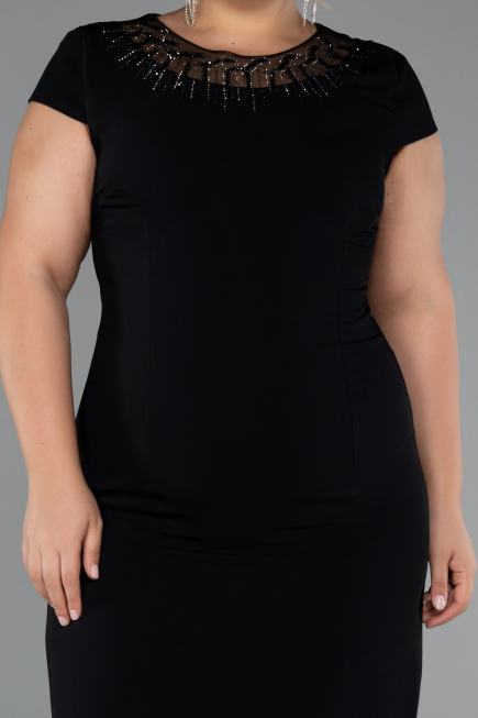 Midi Black Plus Size Cocktail Dress ABK2445