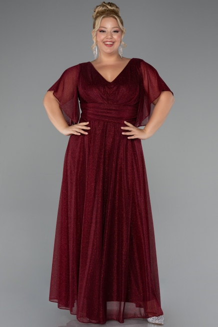 Long Burgundy Plus Size Evening Dress ABU5323