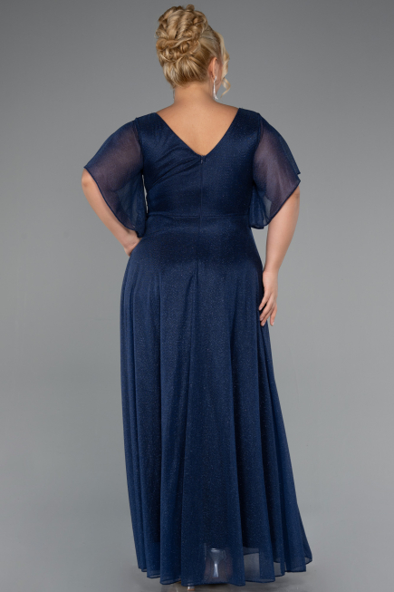 Long Navy Blue Plus Size Evening Dress ABU5323