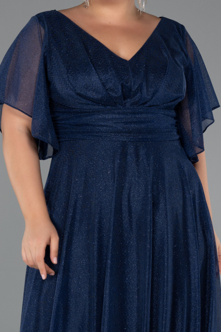 Long Navy Blue Plus Size Evening Dress ABU5323