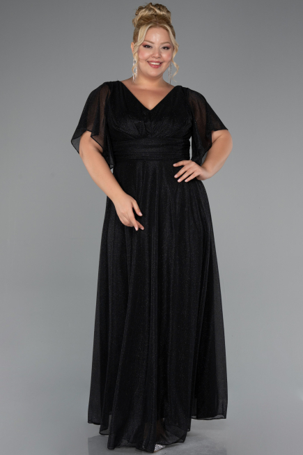 Long Black Plus Size Evening Dress ABU5323
