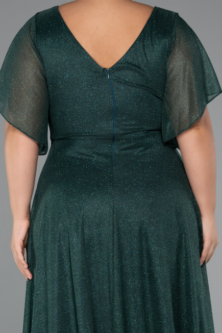 Long Emerald Green Plus Size Evening Dress ABU5323