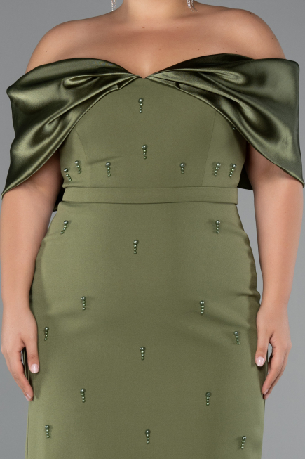 Midi Olive Drab Plus Size Cocktail Dress ABK2379