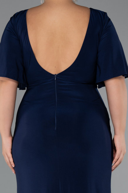 Long Navy Blue Plus Size Evening Dress ABU5287