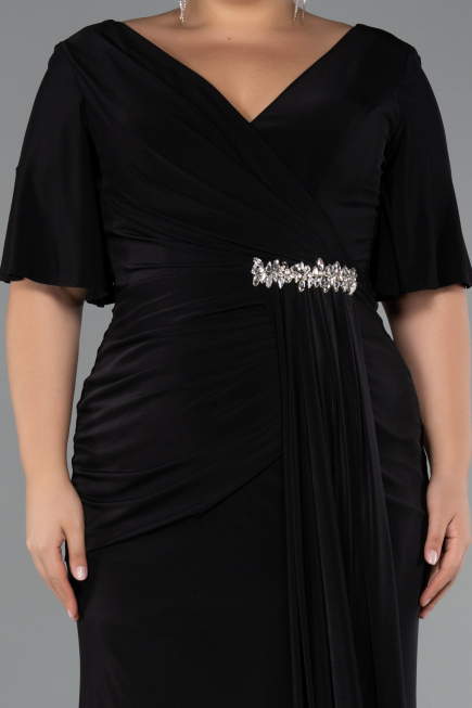 Long Black Plus Size Evening Dress ABU5287