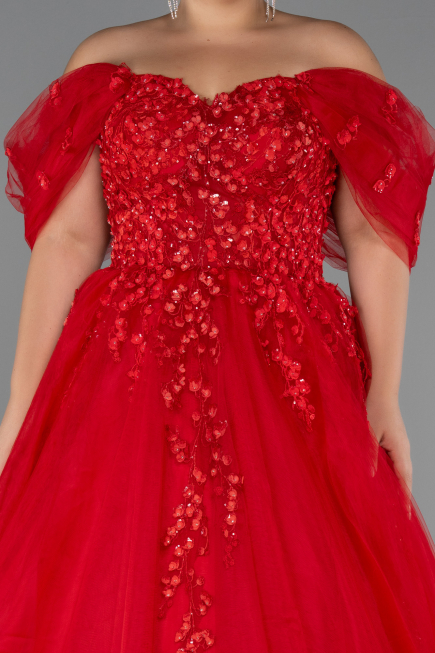 Red Long Plus Size Haute Couture Dress ABU3623