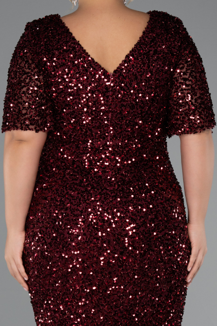Long Burgundy Formal Plus Size Dress ABU5318