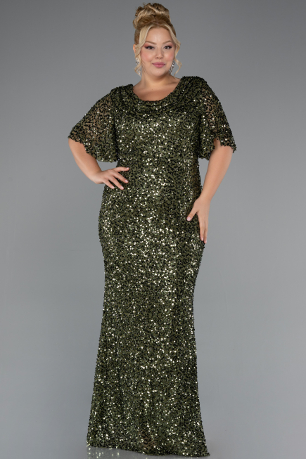 Long Olive Drab Formal Plus Size Dress ABU5318