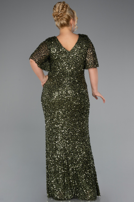 Long Olive Drab Formal Plus Size Dress ABU5318