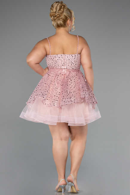 Short Powder Color Formal Plus Size Dress ABK2436