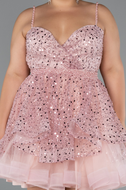 Short Powder Color Formal Plus Size Dress ABK2436