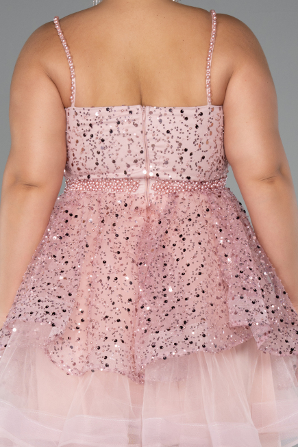 Short Powder Color Formal Plus Size Dress ABK2436