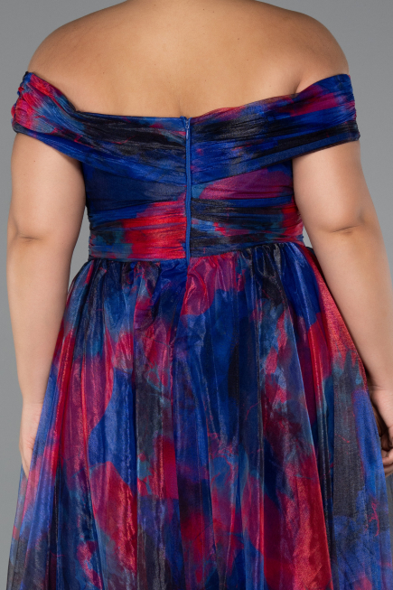 Long Navy Blue Plus Size Evening Gown ABU5263