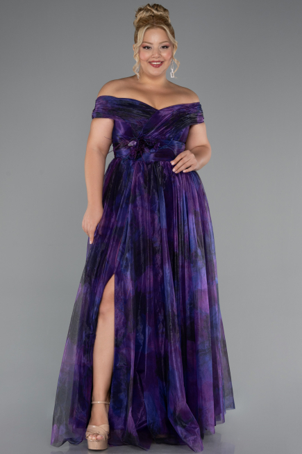 Long Purple Plus Size Evening Gown ABU5263
