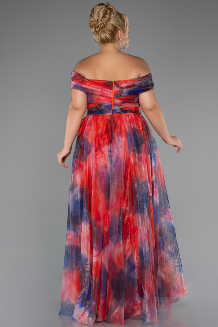 Long Orange Plus Size Evening Gown ABU5263
