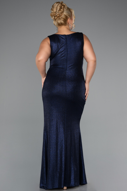 Long Navy Blue Plus Size Evening Dress ABU5231