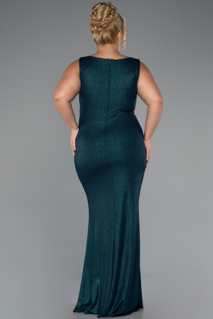 Long Emerald Green Plus Size Evening Dress ABU5231