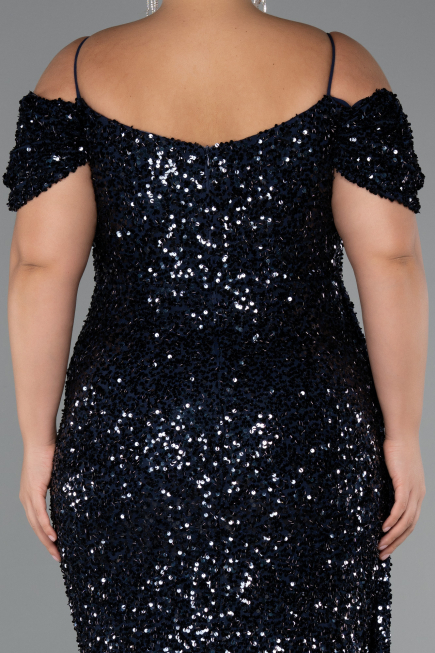 Long Navy Blue Plus Size Evening Gown ABU5232