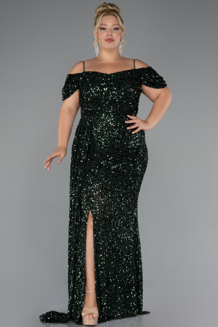Long Emerald Green Plus Size Evening Gown ABU5232