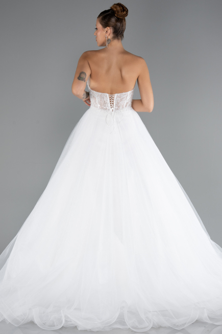 Long White Wedding Dress ABG159