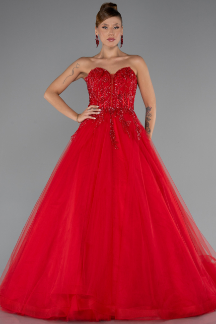 Long Red Special Design Engagement Dress ABU5341