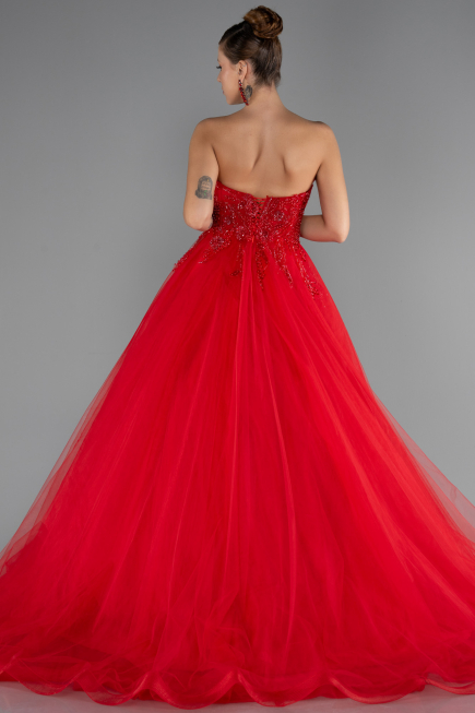 Long Red Special Design Engagement Dress ABU5341