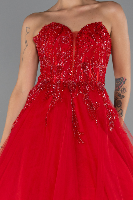 Long Red Special Design Engagement Dress ABU5341