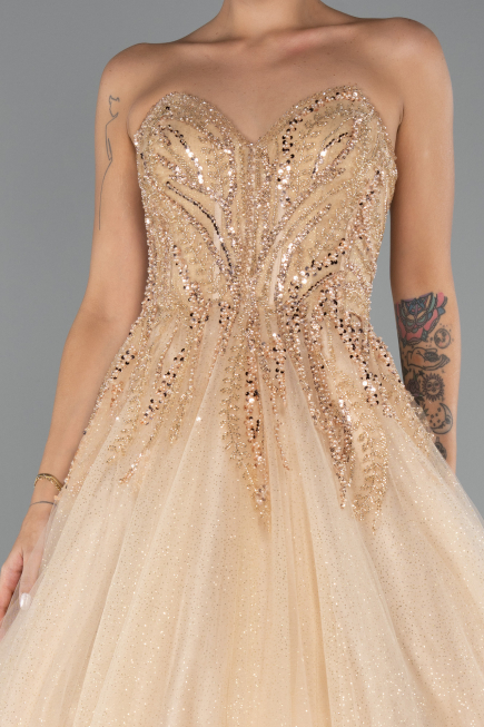Long Gold Haute Couture Dress ABU5343