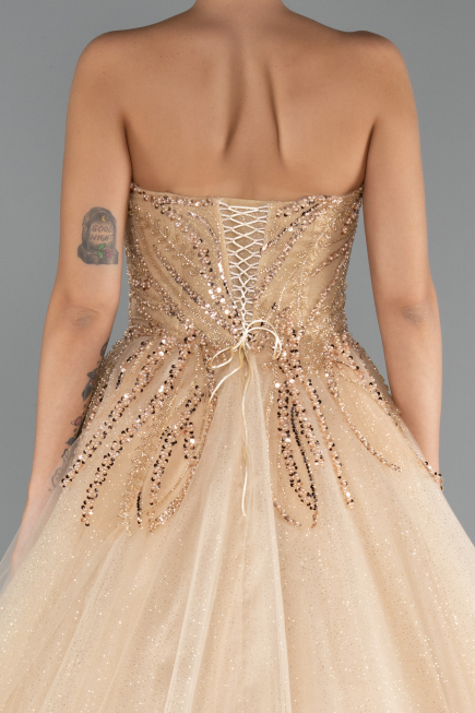 Long Gold Haute Couture Dress ABU5343