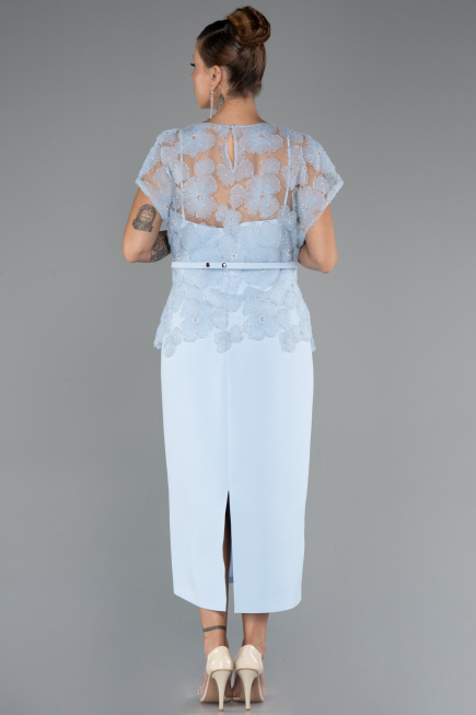 Midi Light Blue Dantelle Plus Size White Prom Dress ABK2448