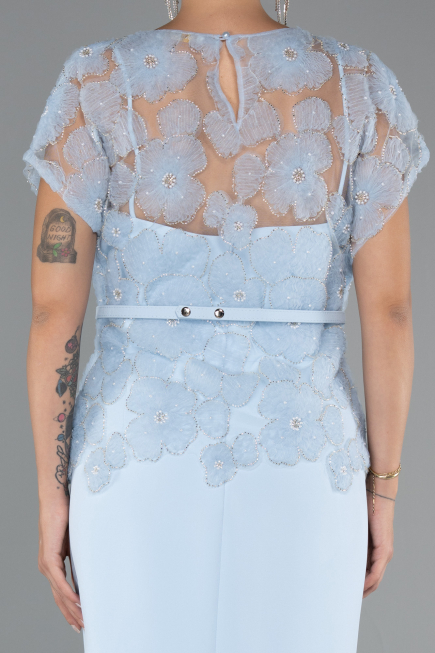 Midi Light Blue Dantelle Plus Size White Prom Dress ABK2448