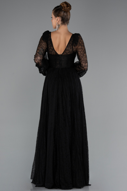 Long Black Dantelle Evening Dress ABU5334