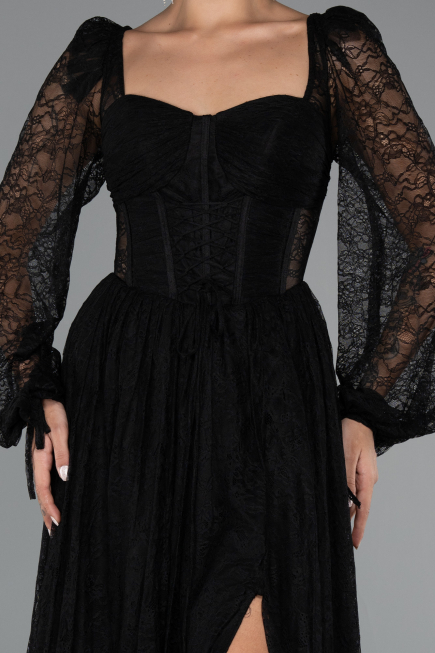 Long Black Dantelle Evening Dress ABU5334
