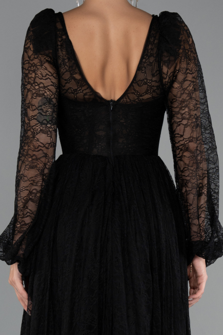 Long Black Dantelle Evening Dress ABU5334