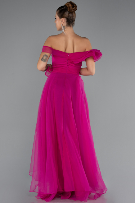 Front Short Back Long Fuchsia Prom Gown ABO120