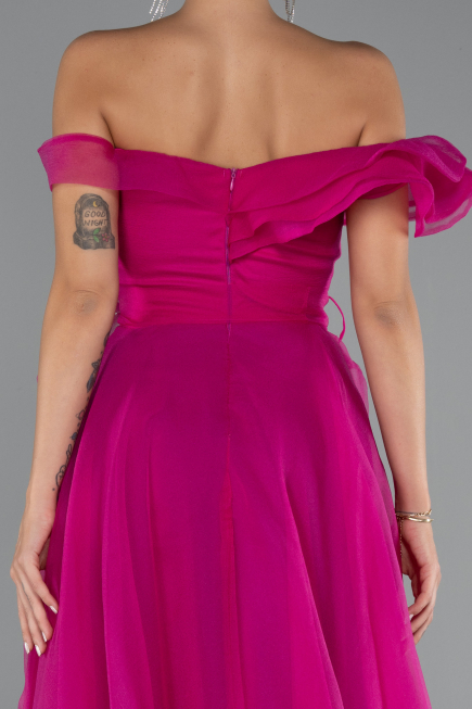 Front Short Back Long Fuchsia Prom Gown ABO120