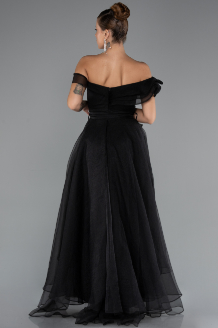 Front Short Back Long Black Prom Gown ABO120
