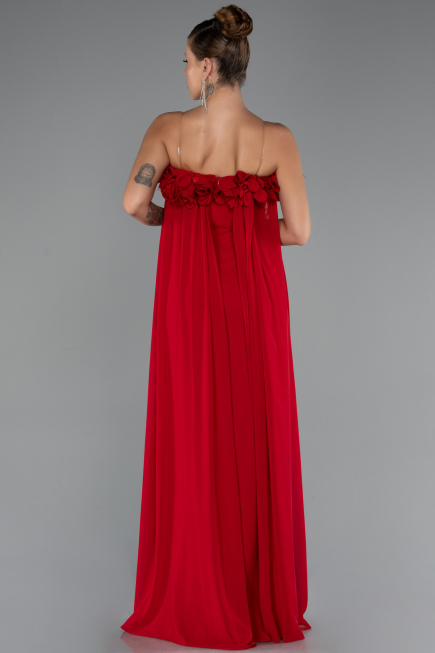 Long Red Chiffon Prom Gown ABU5351