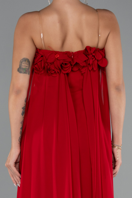 Long Red Chiffon Prom Gown ABU5351