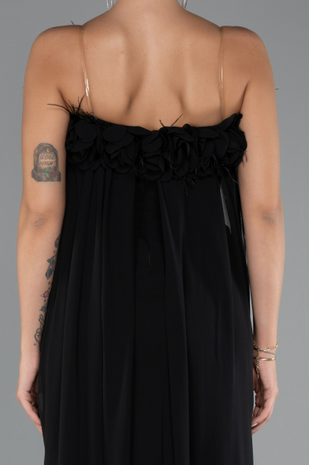 Long Black Chiffon Prom Gown ABU5351
