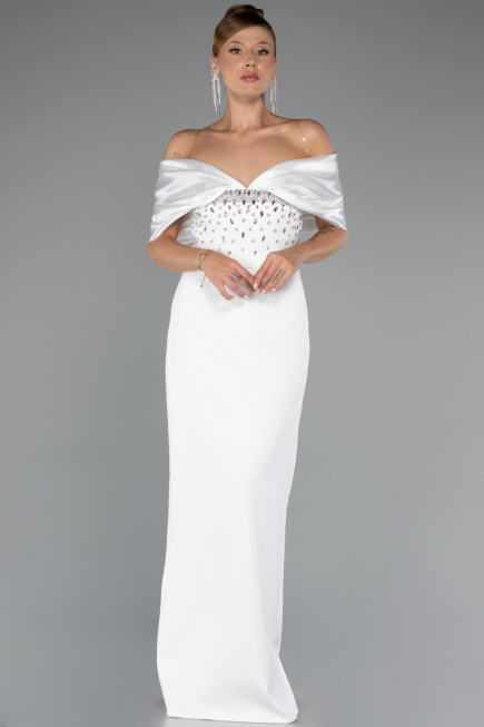Long White Evening Dress ABU5352
