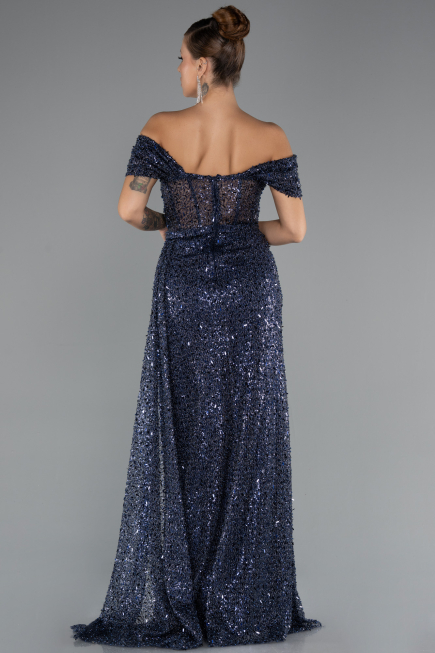 Long Navy Blue Evening Dress ABU5338