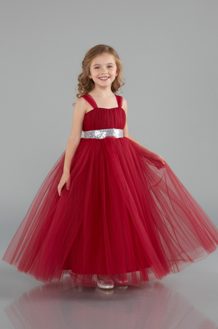 Burgundy Long Girl Dress ABU3031