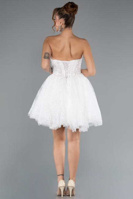 Mini White Dantelle Wedding Dress ABG164