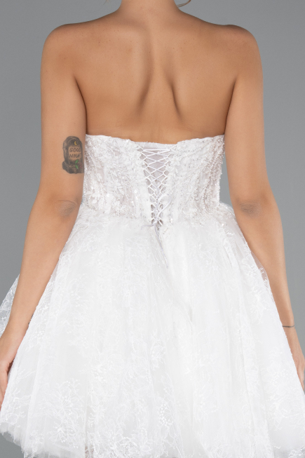 Mini White Dantelle Wedding Dress ABG164