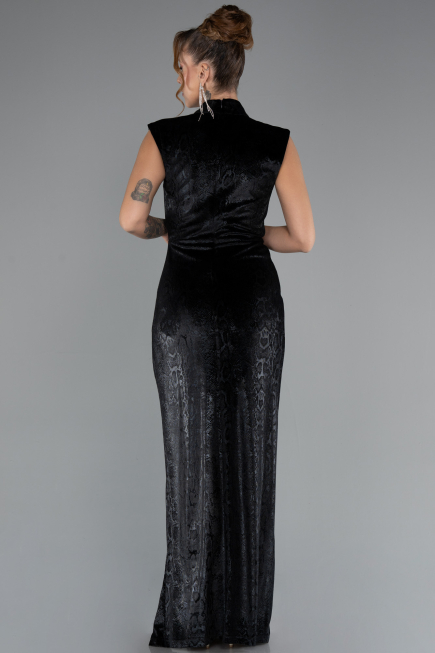 Long Black Velvet Evening Dress ABU5373