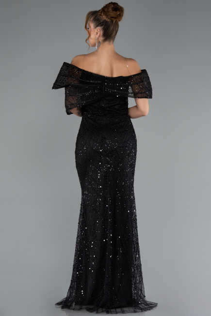 Long Black Beaded Evening Dress ABU5371