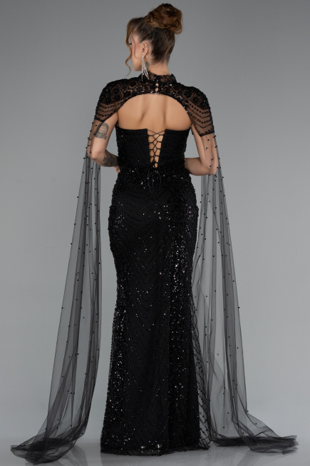 Long Black Beaded Evening Dress ABU5363